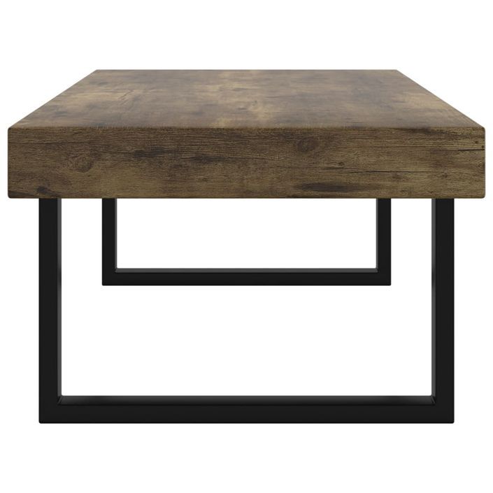 Table basse Marron foncé et noir 120x60x40 cm MDF et fer - Photo n°4