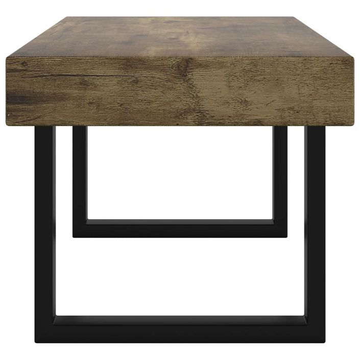 Table basse Marron foncé et noir 90x45x40 cm MDF et fer - Photo n°4