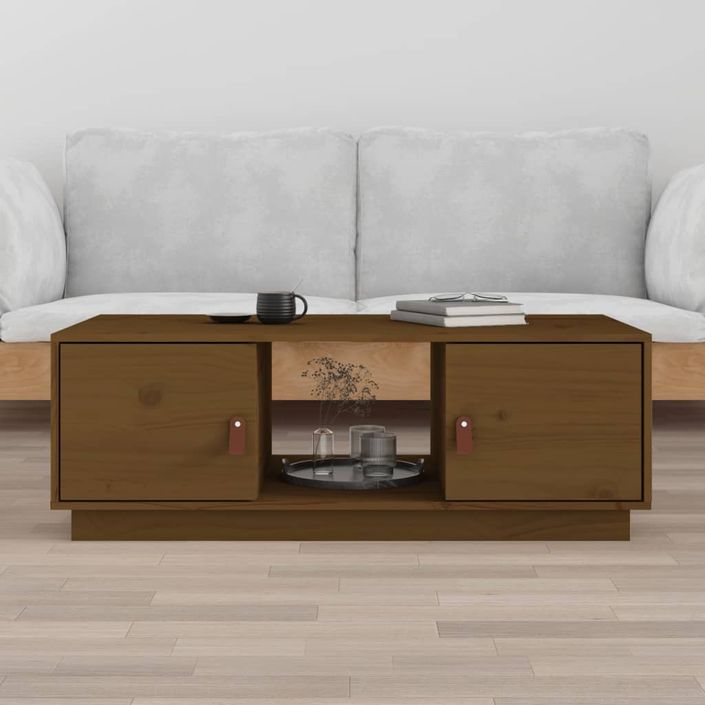 Table basse Marron miel 100x50x35 cm Bois massif de pin - Photo n°1