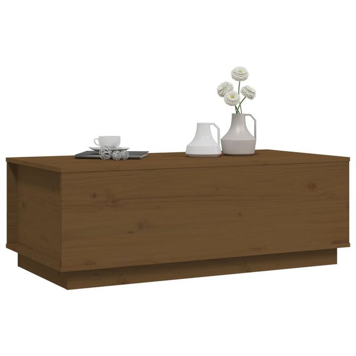 Table basse Marron miel 100x50x35 cm Bois massif de pin - Photo n°4