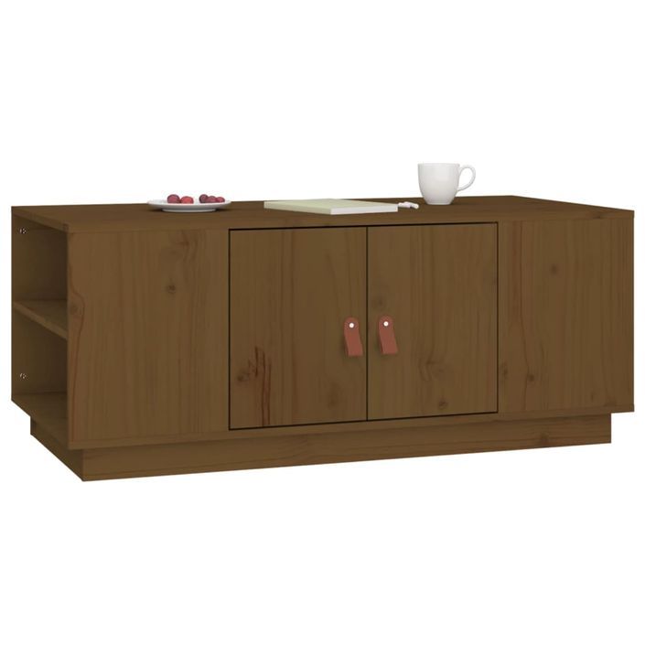 Table basse Marron miel 100x50x41 cm Bois massif de pin - Photo n°5