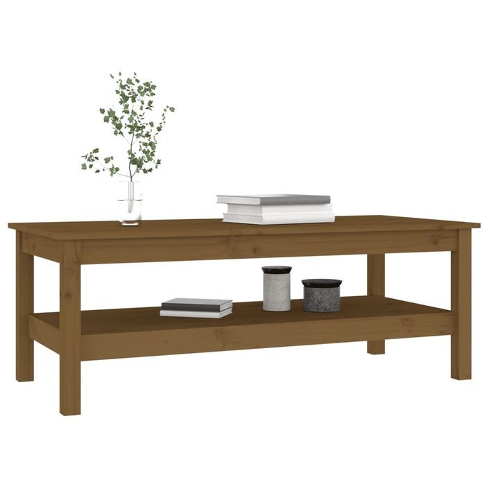 Table basse Marron miel 110x50x40 cm Bois massif de pin - Photo n°6