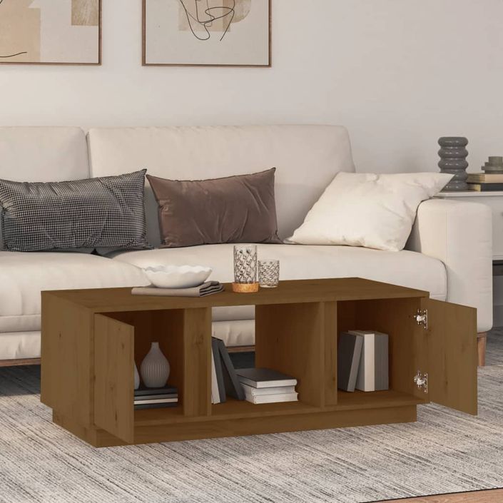 Table basse Marron miel 110x50x40 cm Bois massif de pin - Photo n°3