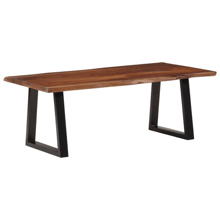 Table basse marron miel 110x55x40 cm bois massif d'acacia - Photo n°9