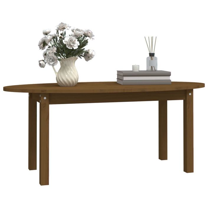 Table basse Marron miel 110x55x45 cm Bois massif de pin - Photo n°4