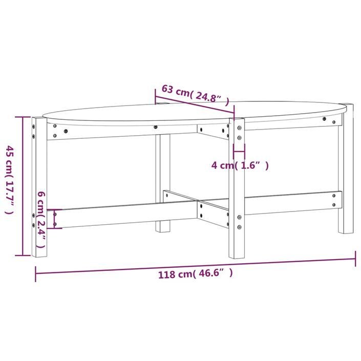 Table basse Marron miel 118x63x45 cm Bois massif de pin - Photo n°7