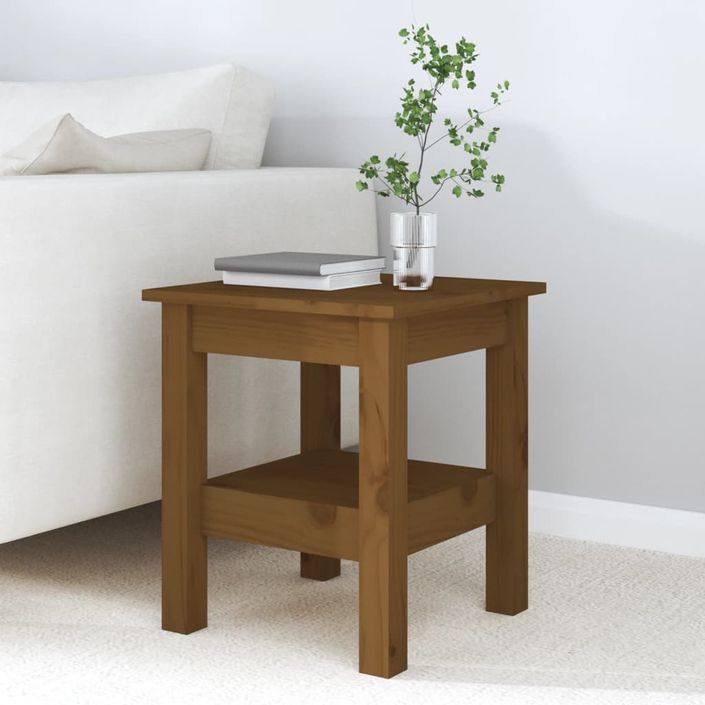 Table basse Marron miel 35x35x40 cm Bois massif de pin - Photo n°4