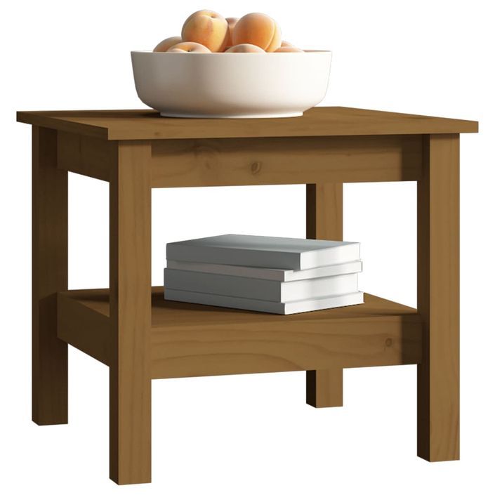 Table basse Marron miel 45x45x40 cm Bois massif de pin - Photo n°5