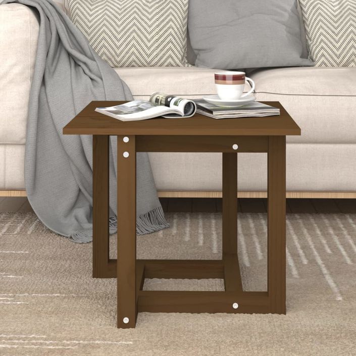 Table basse Marron miel 50x50x45 cm Bois massif de pin - Photo n°1