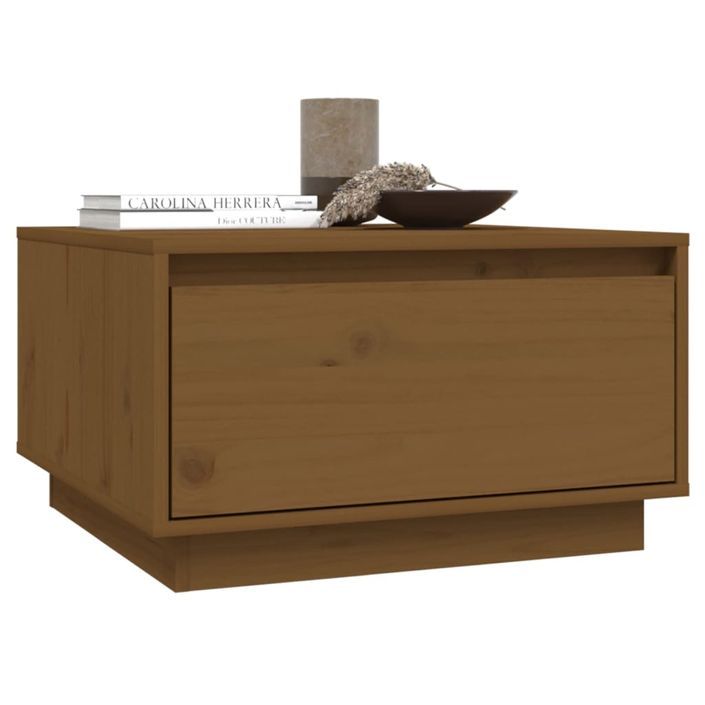 Table basse Marron miel 55x56x32 cm Bois massif de pin - Photo n°8