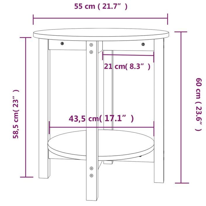 Table basse Marron miel Ø 55x60 cm Bois massif de pin - Photo n°8