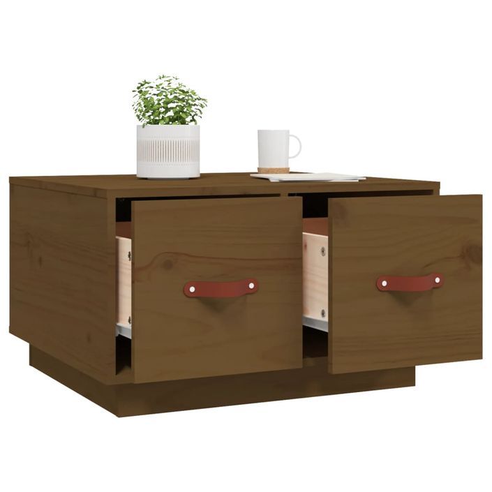 Table basse Marron miel 60x53x35 cm Bois massif de pin - Photo n°5