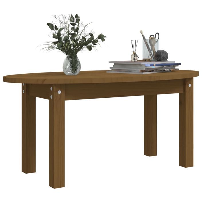 Table basse Marron miel 80x40x35 cm Bois massif de pin - Photo n°4