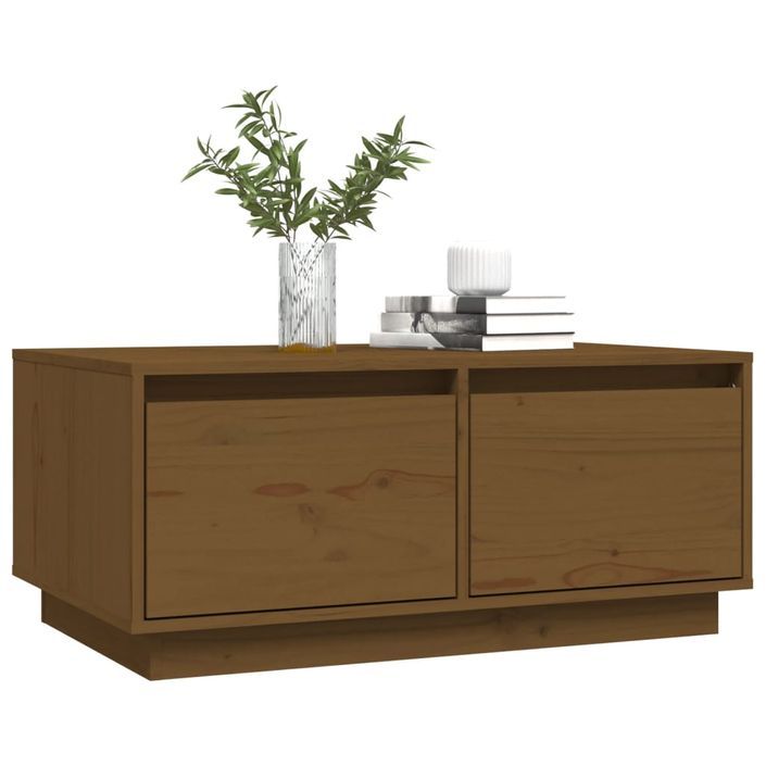 Table basse Marron miel 80x50x35 cm Bois massif de pin - Photo n°4