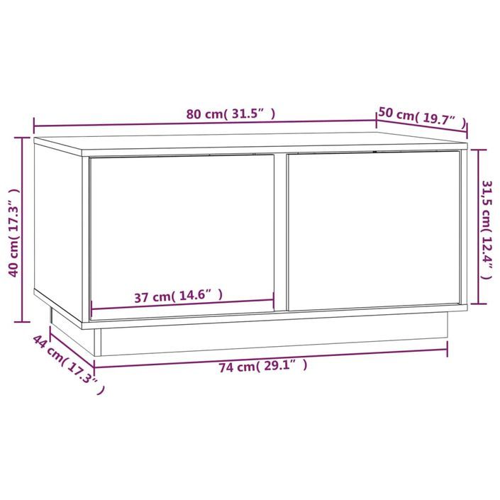 Table basse Marron miel 80x50x40 cm Bois massif de pin - Photo n°10