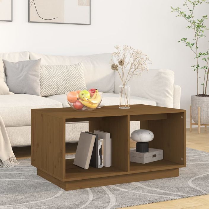 Table basse Marron miel 80x50x40 cm Bois massif de pin - Photo n°1