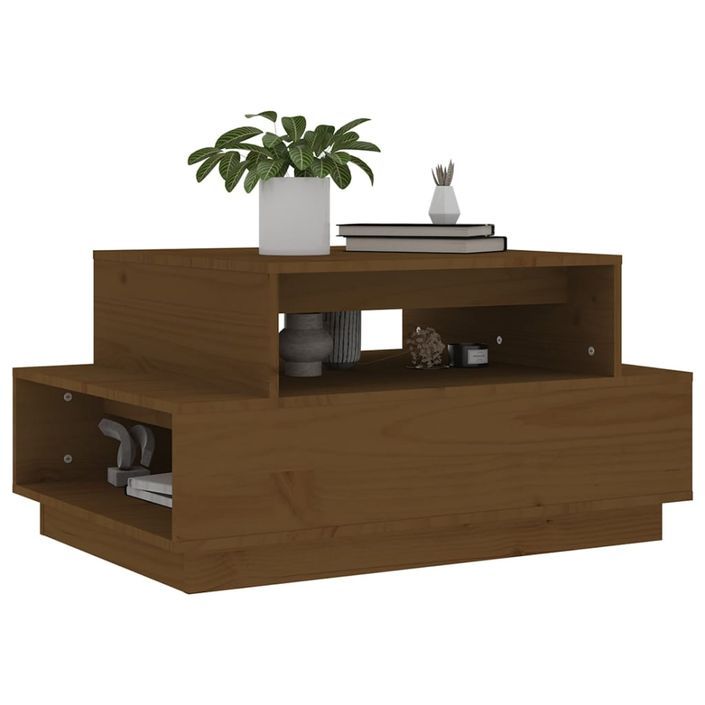 Table basse Marron miel 80x55x40,5 cm Bois massif de pin - Photo n°4