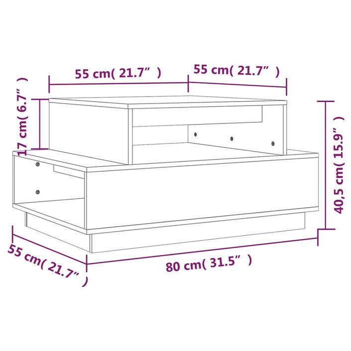 Table basse Marron miel 80x55x40,5 cm Bois massif de pin - Photo n°8