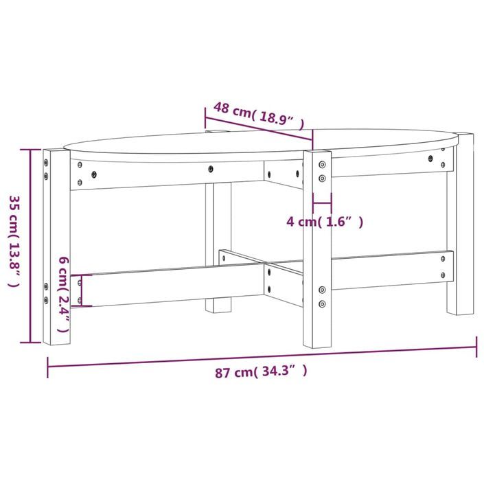 Table basse Marron miel 87x48x35 cm Bois massif de pin - Photo n°8