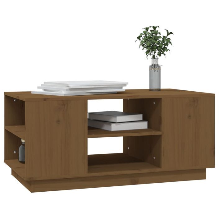 Table basse Marron miel 90x49x40,5 cm Bois massif de pin - Photo n°4