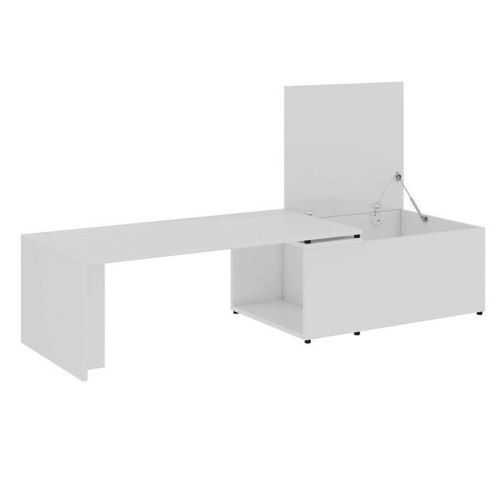 Table basse modulable bois blanc brillant Etif 150 cm - Photo n°3