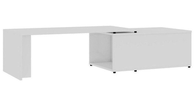 Table basse modulable bois blanc brillant Etif 150 cm - Photo n°1