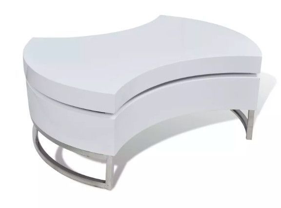 Table basse modulable bois blanc brillant et métal chromé Snook - Photo n°1