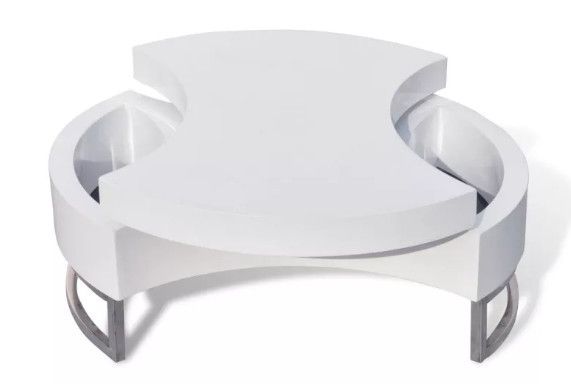 Table basse modulable bois blanc brillant et métal chromé Snook - Photo n°3