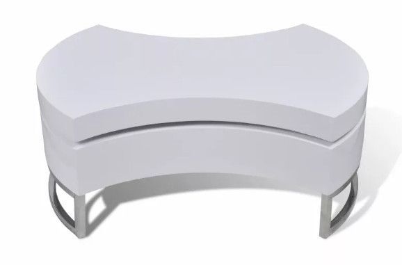 Table basse modulable bois blanc brillant et métal chromé Snook - Photo n°5