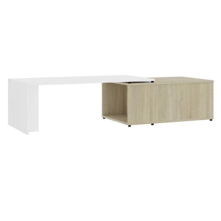 Table basse modulable bois blanc et chêne clair Etif - Photo n°1