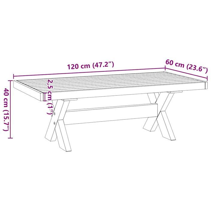 Table basse NOAIN pieds en forme de X 120x60x40 cm massif pin - Photo n°9