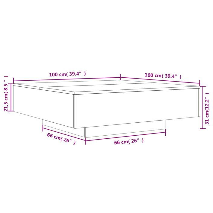 Table basse noir 100x100x31 cm bois d'ingénierie - Photo n°10