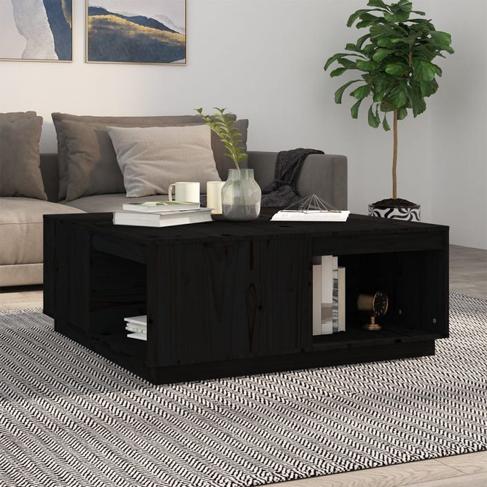 Table basse Noir 100x101x40,5 cm Bois massif de pin - Photo n°1