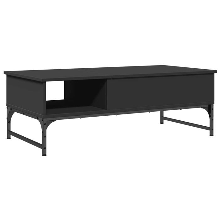 Table basse noir 100x50x35 cm bois d'ingénierie et métal - Photo n°1