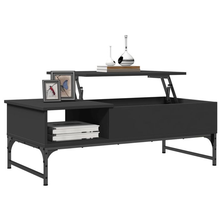 Table basse noir 100x50x35 cm bois d'ingénierie et métal - Photo n°4