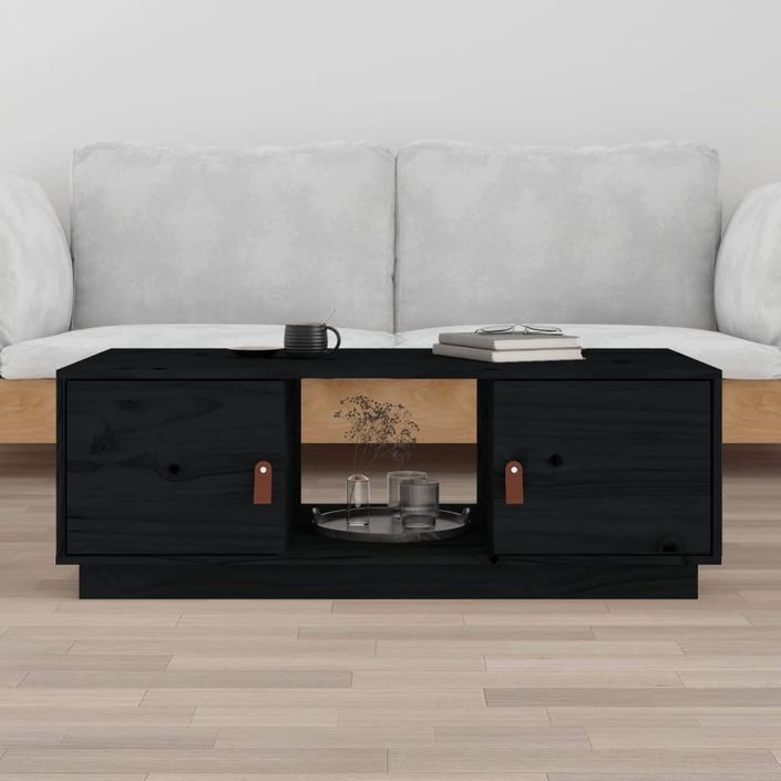 Table basse Noir 100x50x35 cm Bois massif de pin - Photo n°1