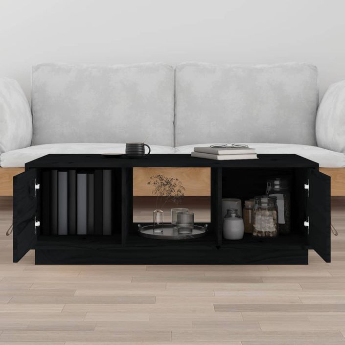 Table basse Noir 100x50x35 cm Bois massif de pin - Photo n°3