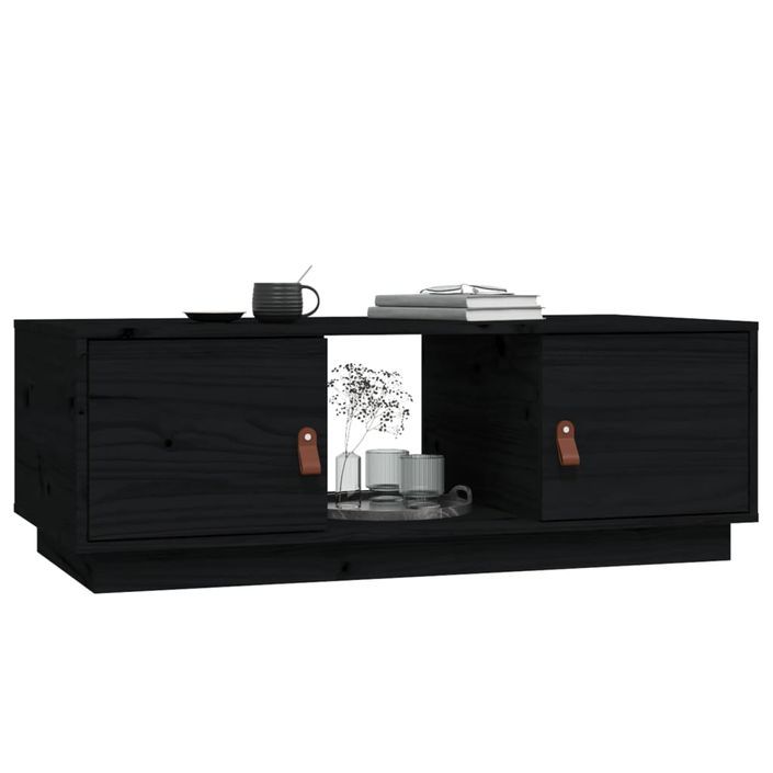 Table basse Noir 100x50x35 cm Bois massif de pin - Photo n°4