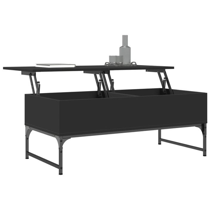Table basse noir 100x50x40 cm bois d'ingénierie et métal - Photo n°4