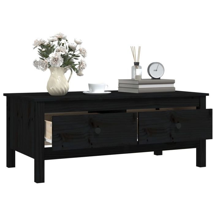 Table basse Noir 100x50x40 cm Bois massif de pin - Photo n°5