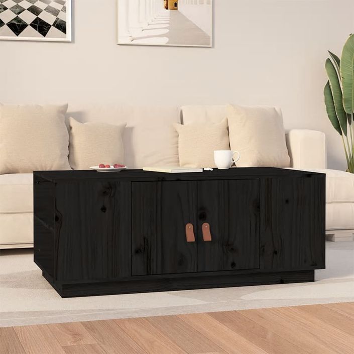 Table basse Noir 100x50x41 cm Bois massif de pin - Photo n°1