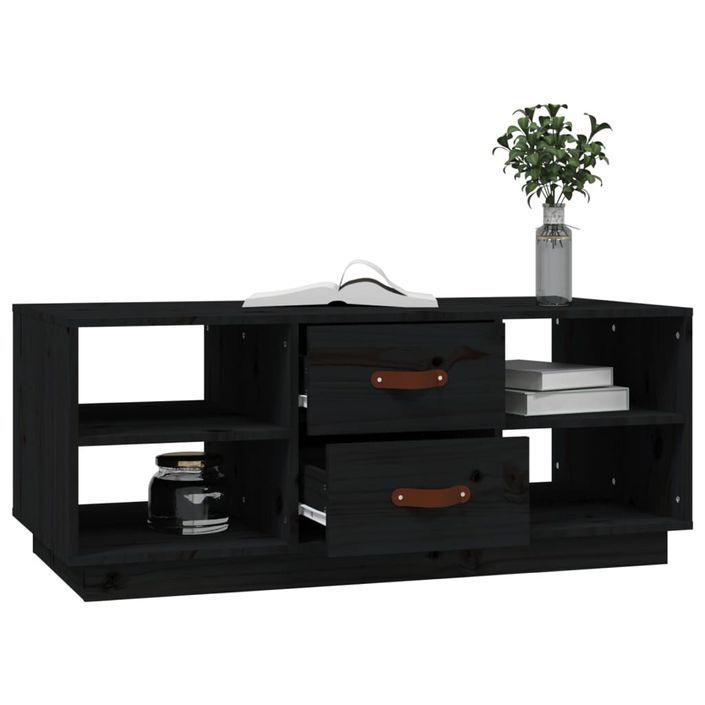 Table basse Noir 100x50x41 cm Bois massif de pin - Photo n°4