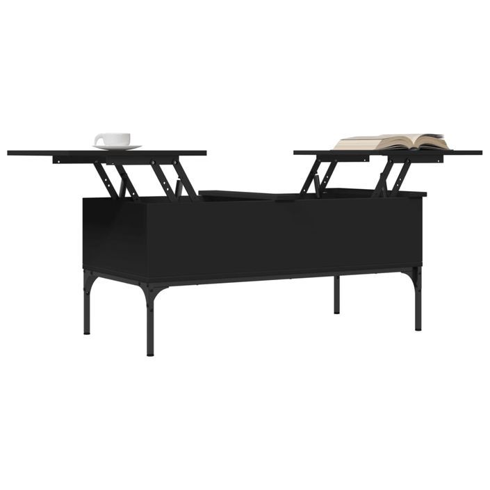 Table basse noir 100x50x45 cm bois d'ingénierie et métal - Photo n°4