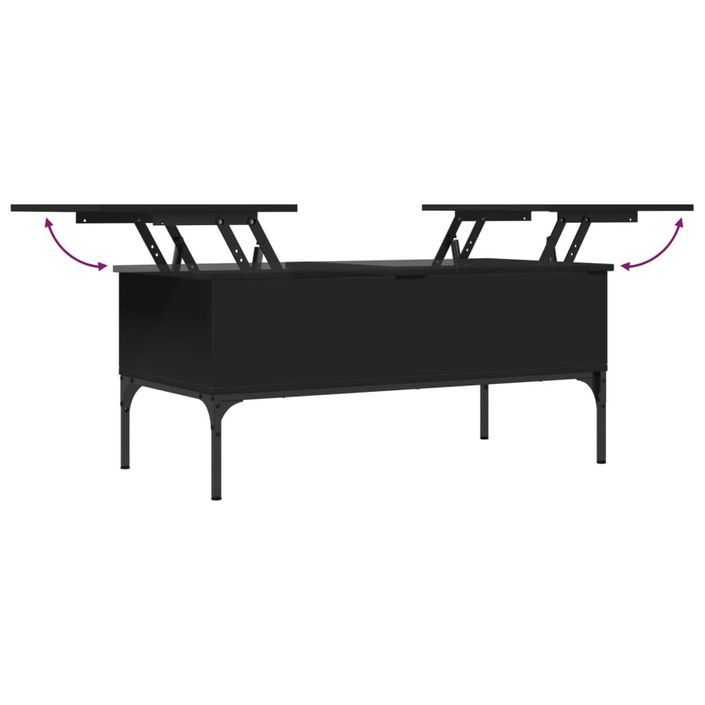Table basse noir 100x50x45 cm bois d'ingénierie et métal - Photo n°8