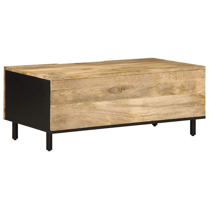 Table basse noir 100x54x40 cm bois massif de manguier brut - Photo n°5