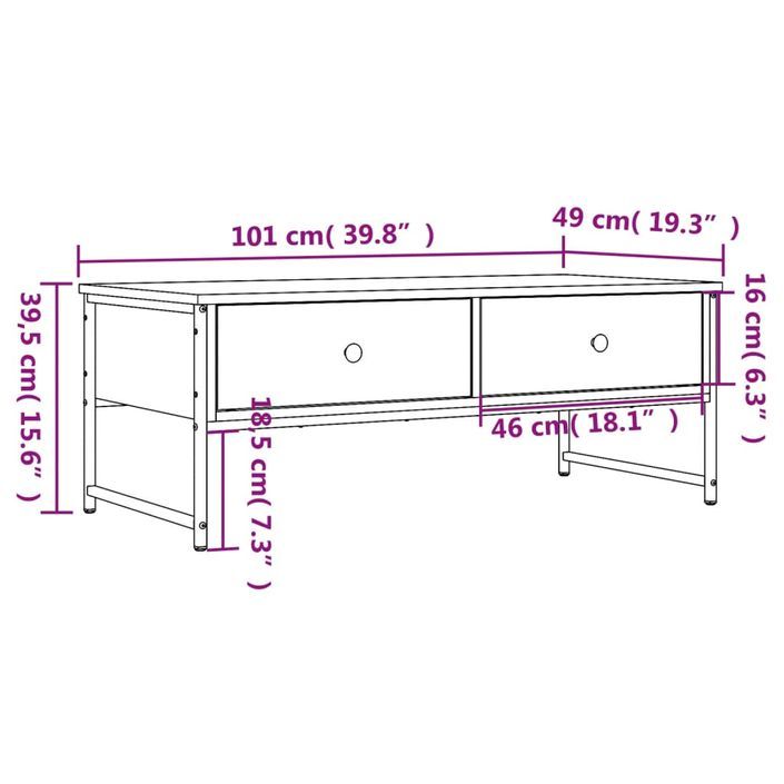 Table basse noir 101x49x39,5 cm bois d'ingénierie - Photo n°11