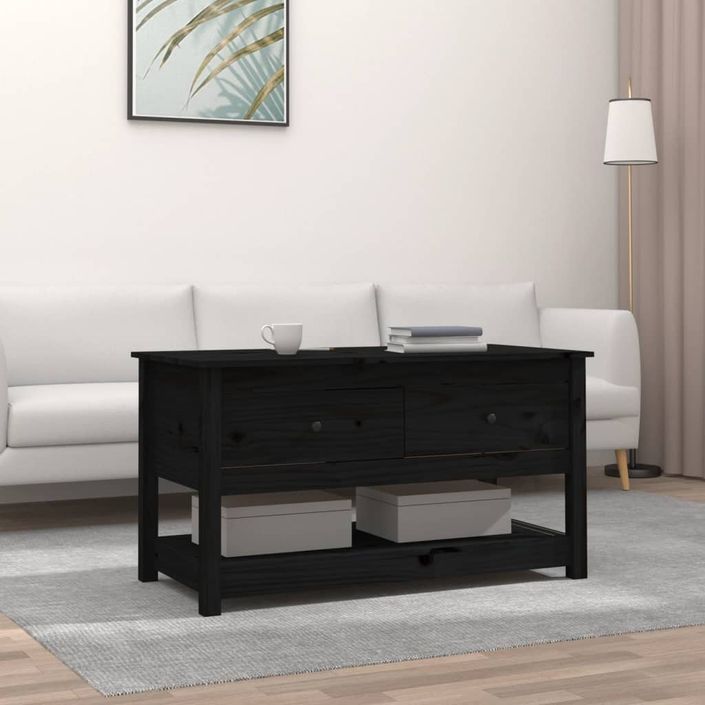 Table basse Noir 102x49x55 cm Bois massif de pin - Photo n°1