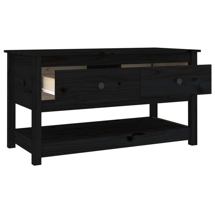 Table basse Noir 102x49x55 cm Bois massif de pin - Photo n°5