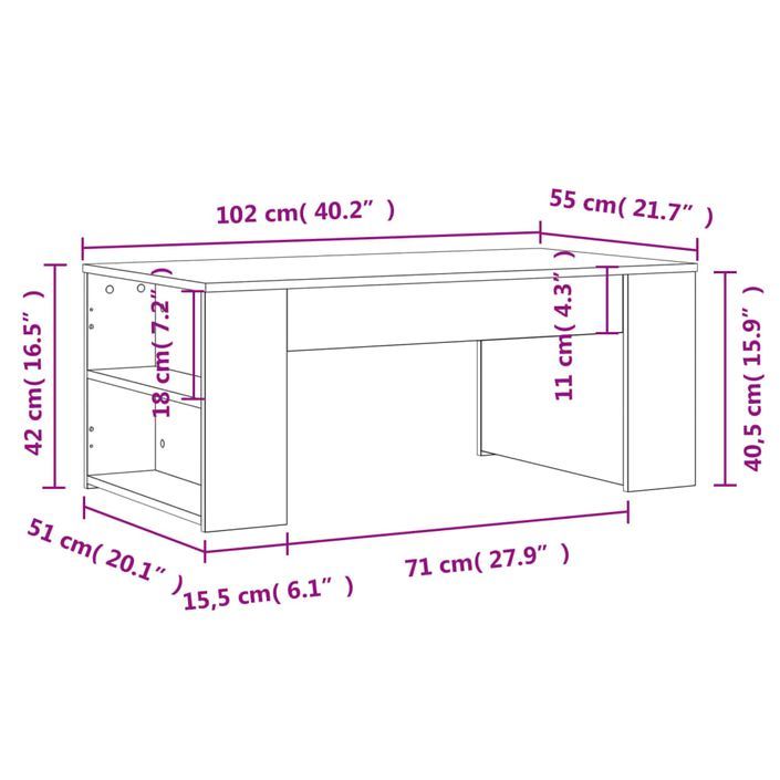 Table basse noir 102x55x42 cm bois d'ingénierie - Photo n°9