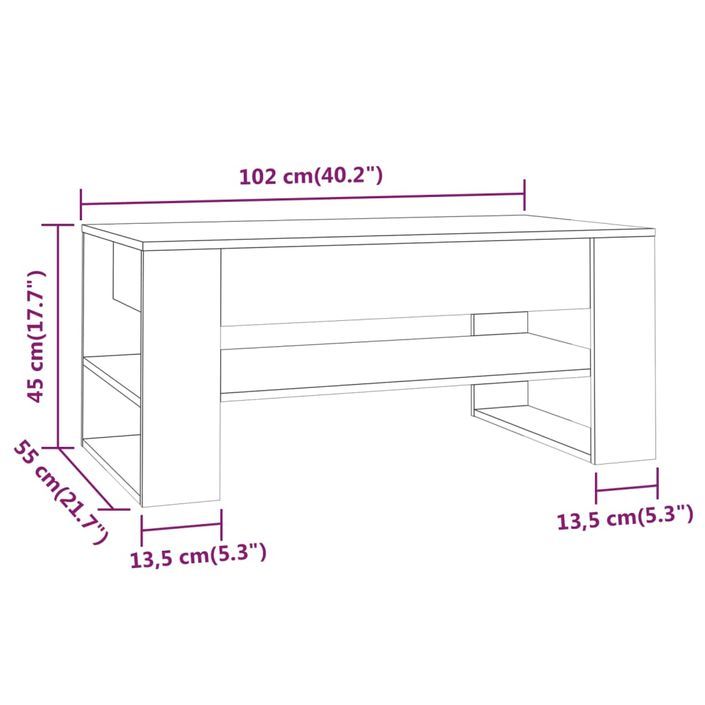 Table basse Noir 102x55x45 cm Bois d'ingénierie - Photo n°5